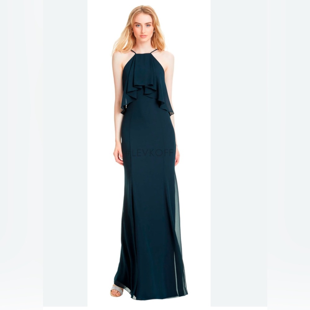 New w/ Tags Navy Levkoff Halter Formal Floor Length Gown Size 14